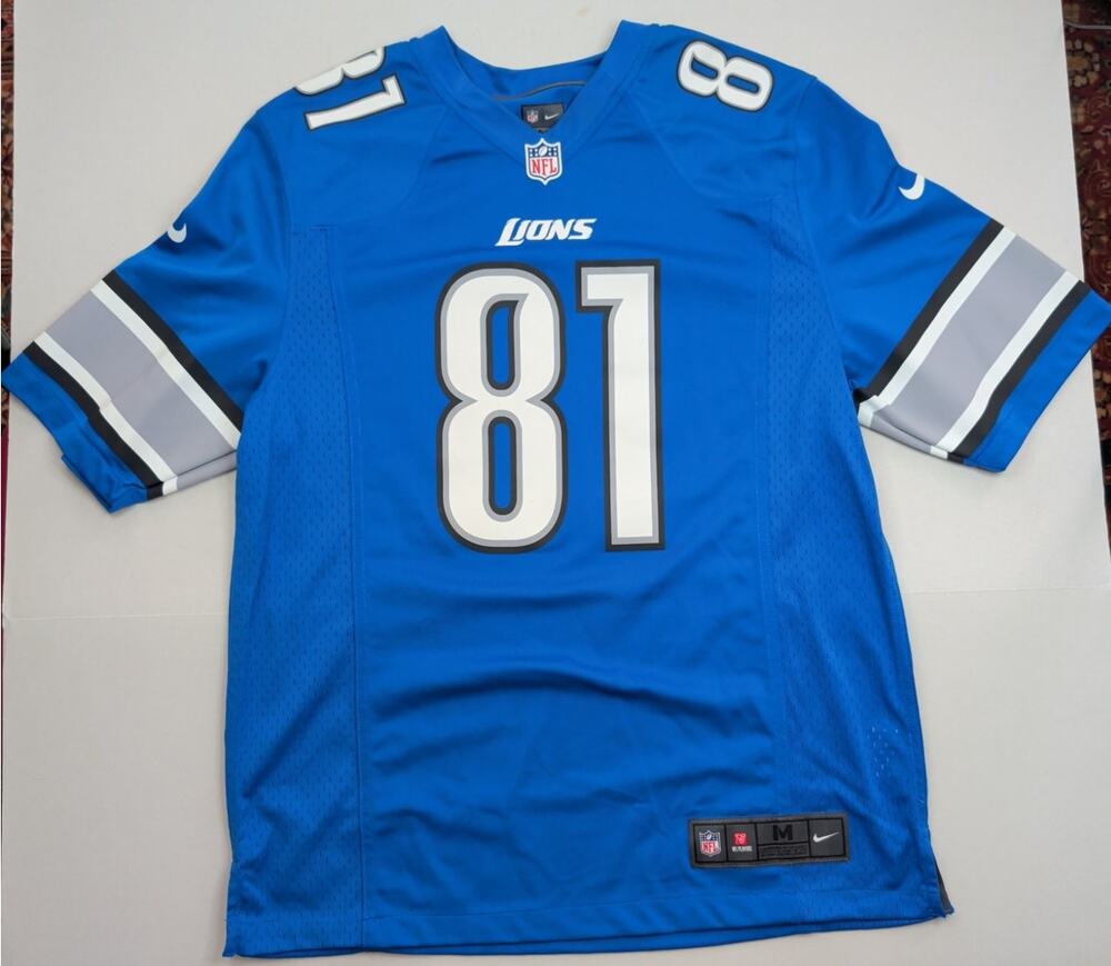 Calvin Johnson Detroit Lions 81 Nike On Field Jersey Men's XL Home Blue White